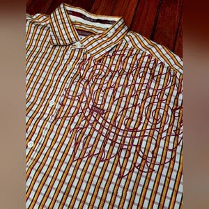 Enyce Mens 3XL Plaid Button Up Short Sleeve Yellow Graphic Streetwear Y2K Shirt